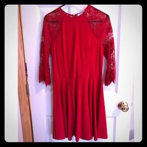 BB Dakota Red Lace Swing Dress - Sz M